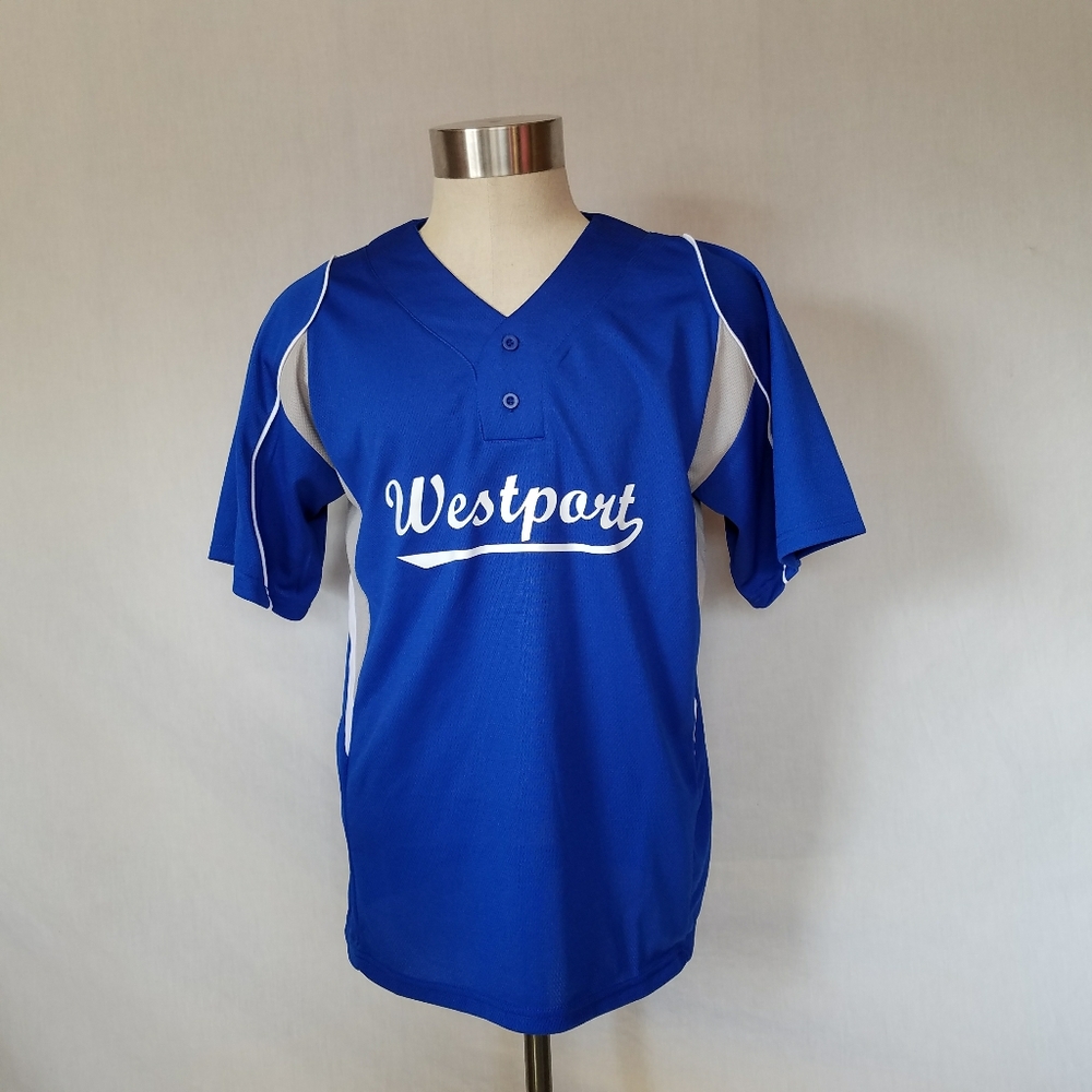 Alleson Athletic Jersey Adult Size M blue Short Sl